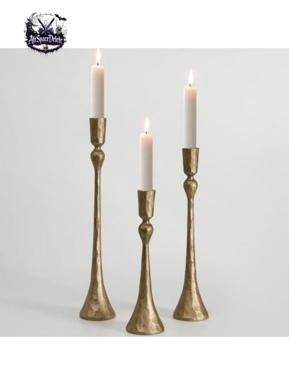 Cast Iron Taper Candle Holder Set 3 Vintage Candlestick Holders